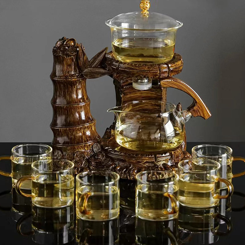 Fouramazingtea+Tea ware+Bamboo semi-automatic tea set